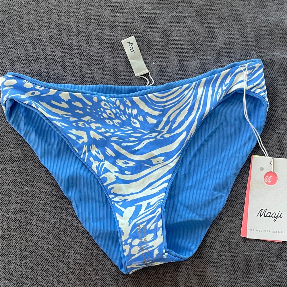 Maaji Blue and White Patterned Bikini Bottom